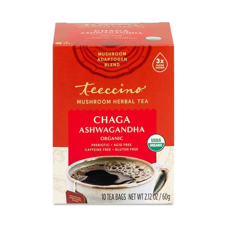 Teeccino Mushroom Herbal Tea, Chaga Ashwagandha Butterscotch Cream