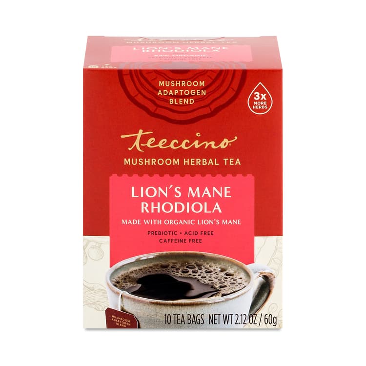 Teeccino Mushroom Herbal Tea, Lion'S Mane Rhodiola Rose