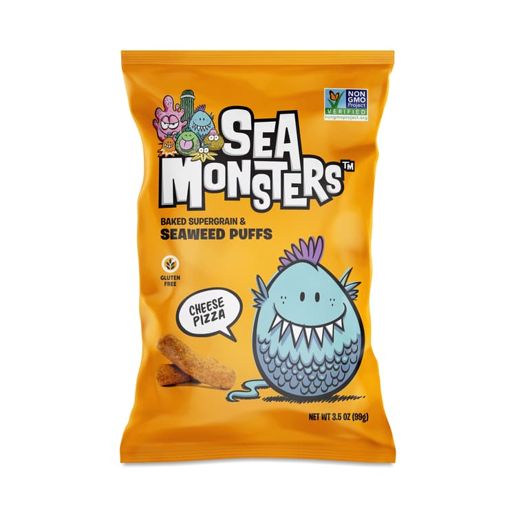 Sea Monsters Baked Supergrain & Seaweed Puffs, Cheese Pizza