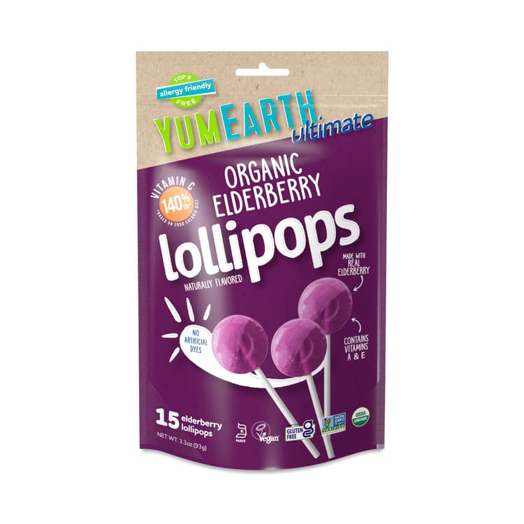 Yumearth Organic Lollipops, Elderberry