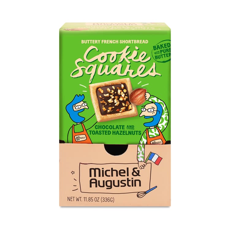 Michel Et Augustin Cookie Squares, Chocolate & Toasted Hazelnuts, Snack