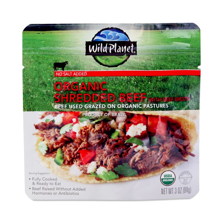 Wild Planet Organic Shredded Beef With Bone Broth, No Salt