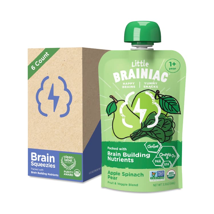Little Brainiac Brain Squeezies, Apple, Spinach And Pear