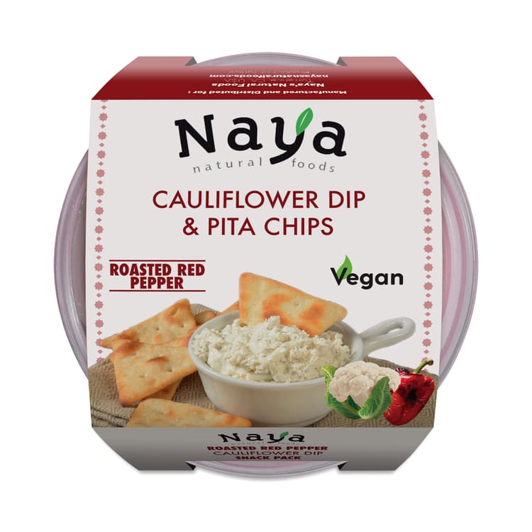 Cauliflower Hummus & Pita Chips, Roasted Red Pepper