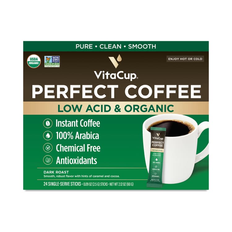 Vitacup Instant Coffee Sticks, Low Acid & Organic