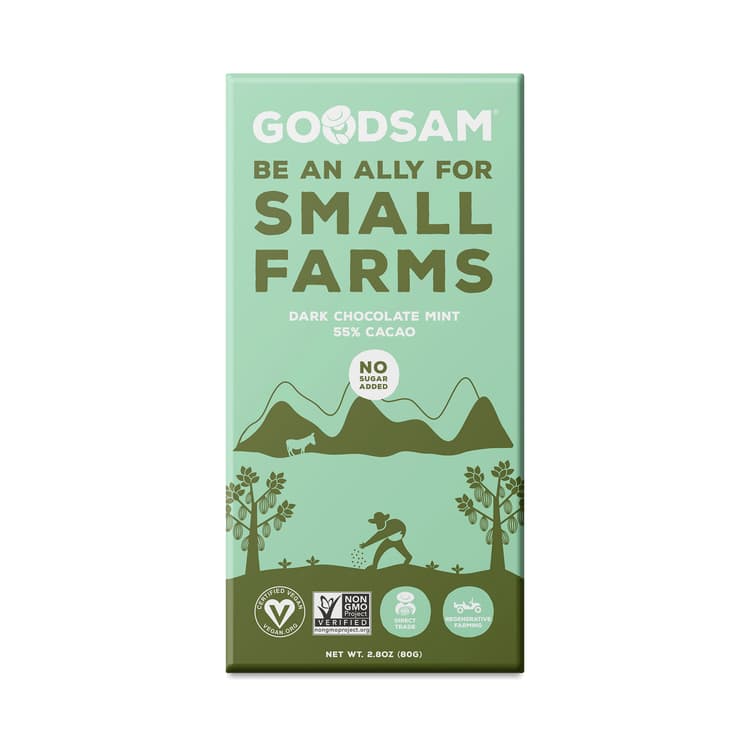 Goodsam No Sugar Added Dark Chocolate Bar, Mint