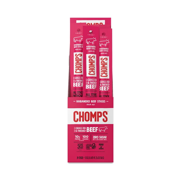 Chomps Grass-Fed Beef Sticks, Habanero, Value Size