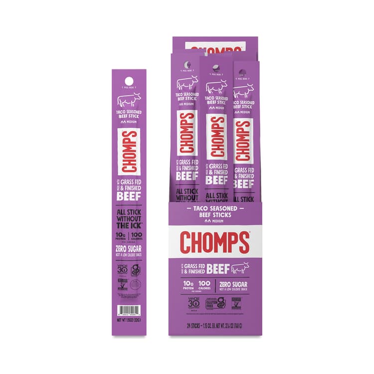 Chomps Grass-Fed Beef Sticks, Taco, Value Size