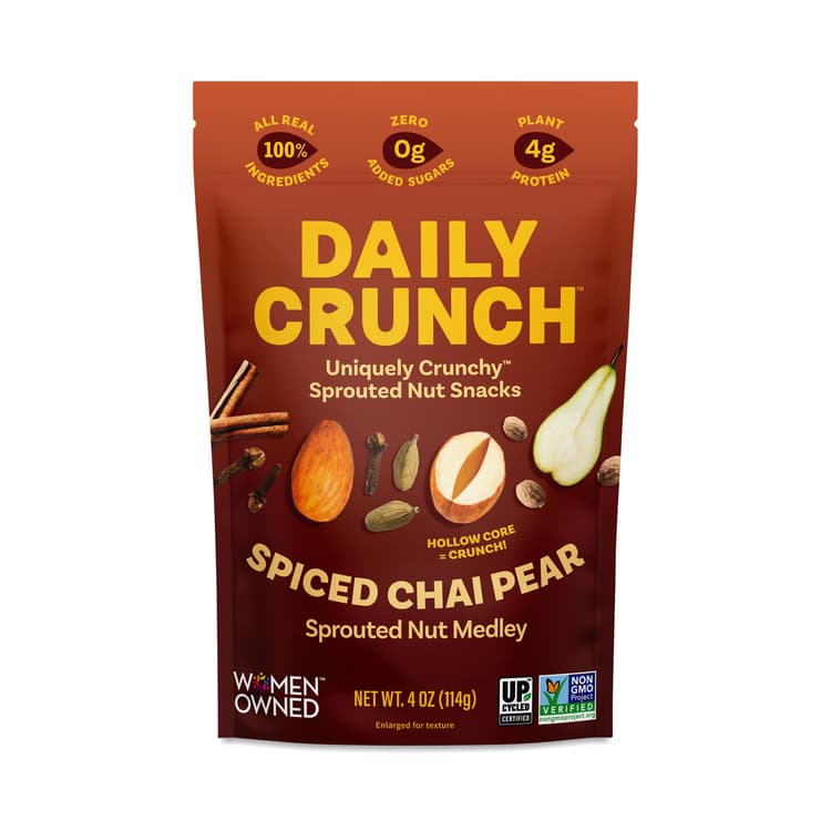 Daily Crunch Snacks Sprouted Nut Medley, Spiced Chai Pear