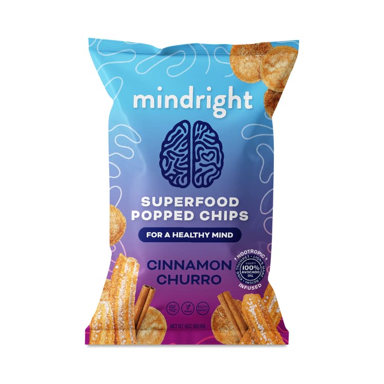Mindright Nootropic Infused Popped Chips, Cinnamon Churro
