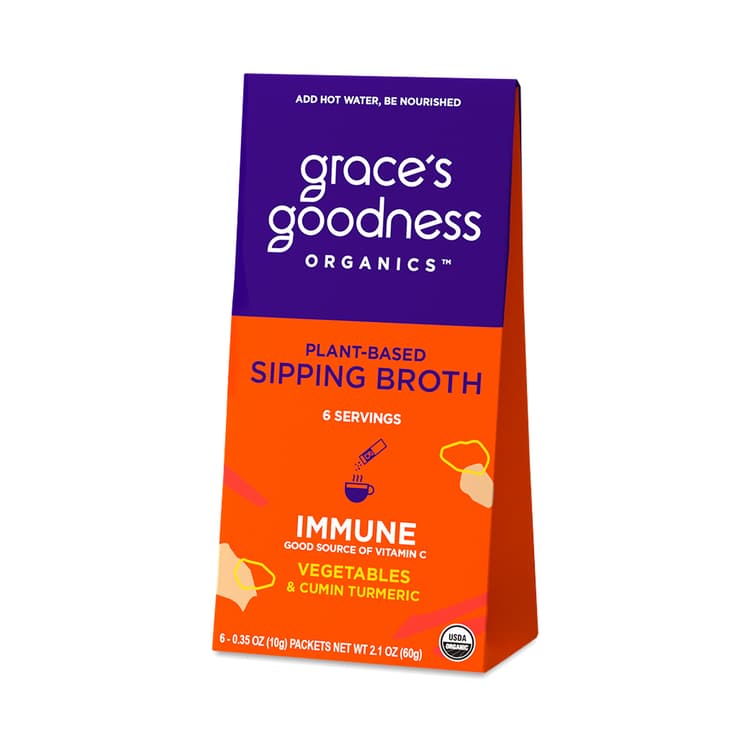 Grace'S Goodness Organics Plant-Based Sipping Broth, Immune Vegetables & Cumin Turmeric