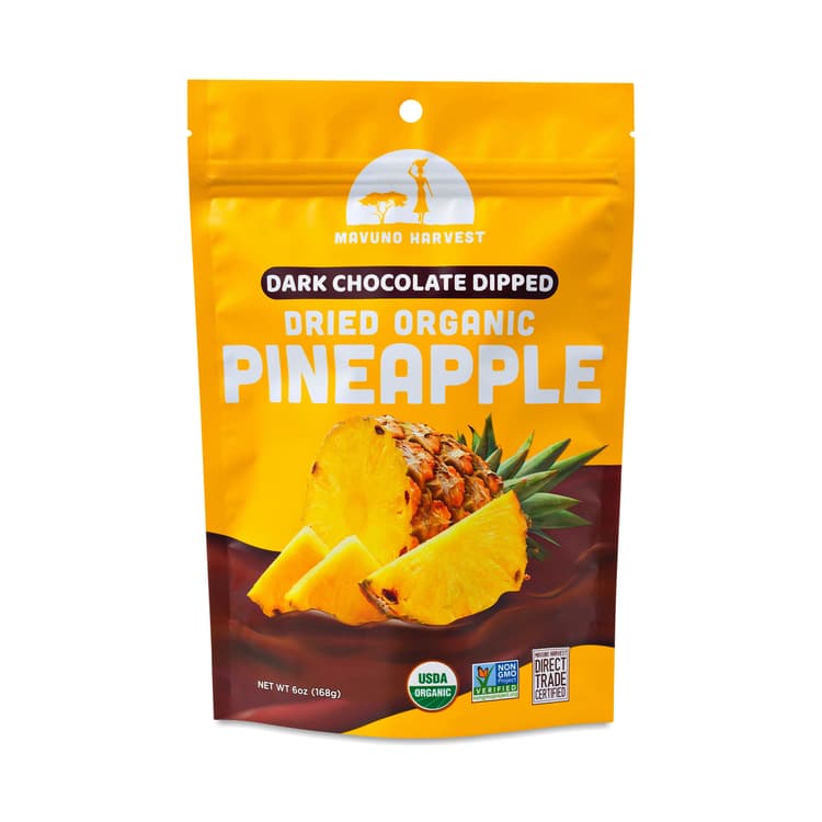 Mavuno Harvest Organic Dried Pineapple, Dark Chocolate Dipped