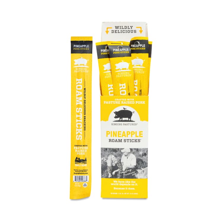Singing Pastures Roam Sticks, Pasture-Raised Pork Sticks, Pineapple