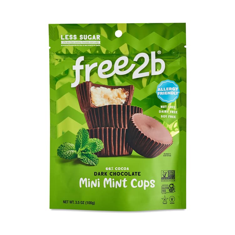Free2B Mini Dark Chocolate Cups 66%, Mint