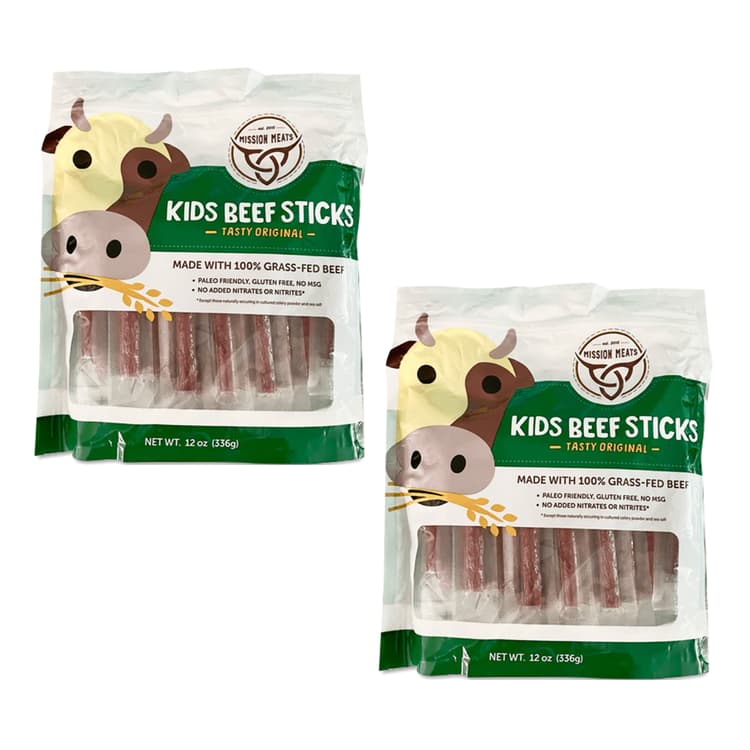 Mission Meats Kids Grass-Fed Beef Sticks, Tasty Original, Value