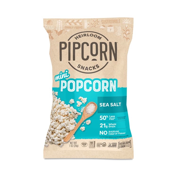 Pipcorn Mini Popcorn, Sea Salt, Single Snack