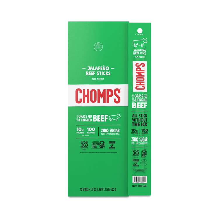 Chomps Grass-Fed Beef Sticks, Jalapeno