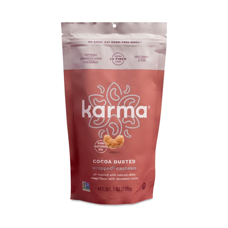 Karma Nuts Wrapped Cashews, Cocoa Dusted