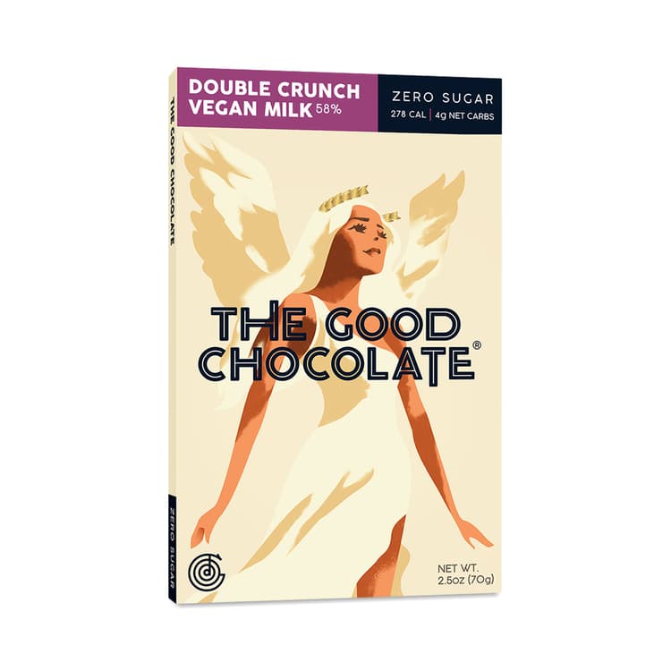 The Good Chocolate 58% Double Crunch Vegan Milk Zero Sugar - Low Fodmap Certified