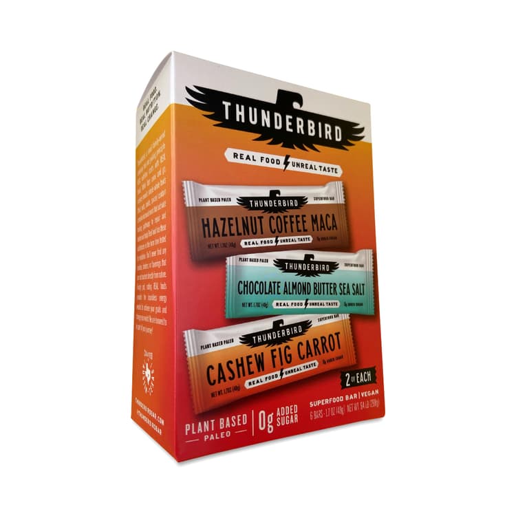 Thunderbird Bars Most Loved Bars Variety Pack, Hazelnut Coffee Maca, Chocolate Almond Butter Sea Salt, & Cashew Fig Carrot