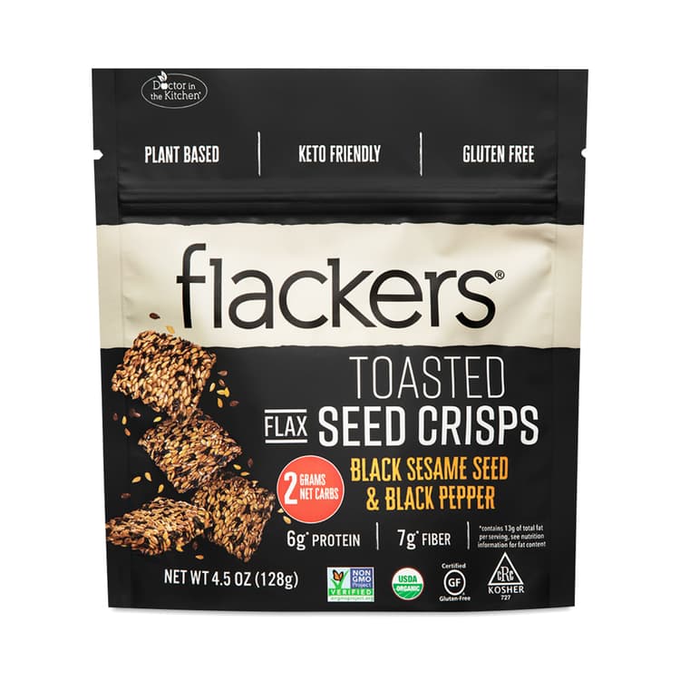 Doctor In The Kitchen Flackers - Black Sesame & Black Pepper Toasted Seed Crisps