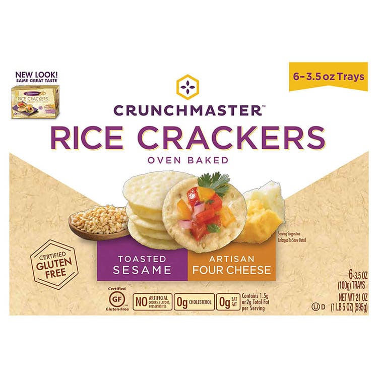 Crunchmaster Rice Crackers Oven Baked Toasted Sesame Artisan Four Cheese