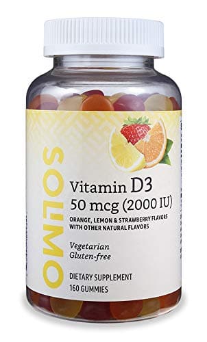 Solimo Vitamin D3 Orange, Lemon & Strawberry Flavors With Other Natural Flavors Dietary Supplement, 160 Gummies