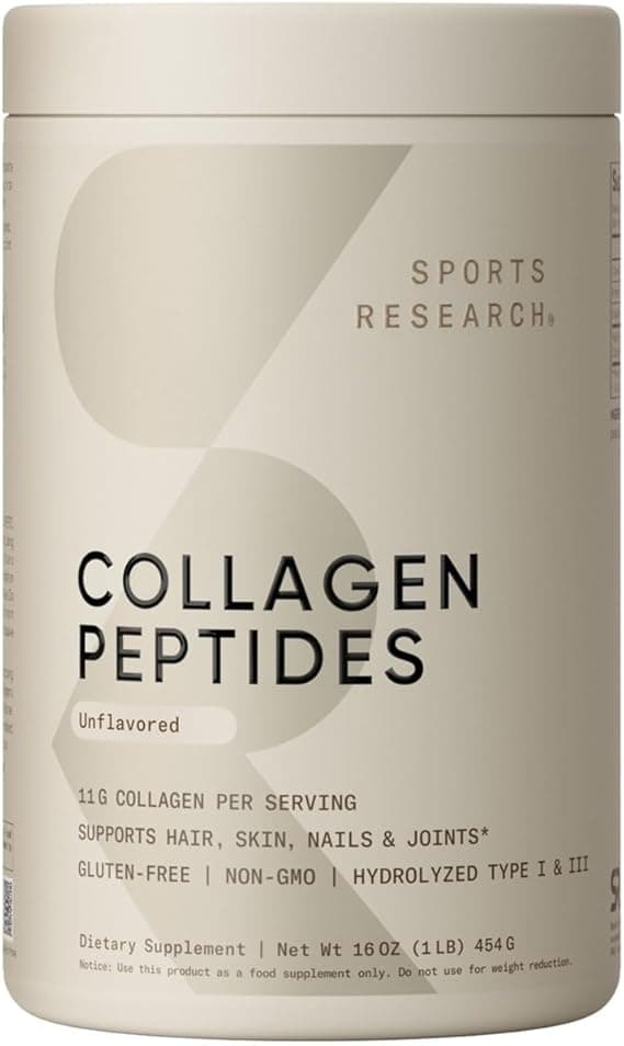 Sports Research Collagen Peptides Hydrolyzed Type I & Iii Collagen Unflavored