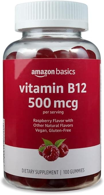 Amazon Basics Vitamin B12 500 Mcg Raspberry Flavor Gummies