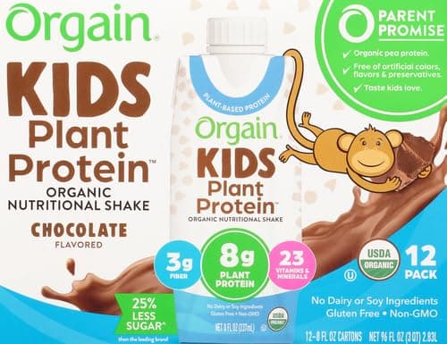 Orgain Kids Plant Protein Organic Nutritional Shake Chocolate Flavored
