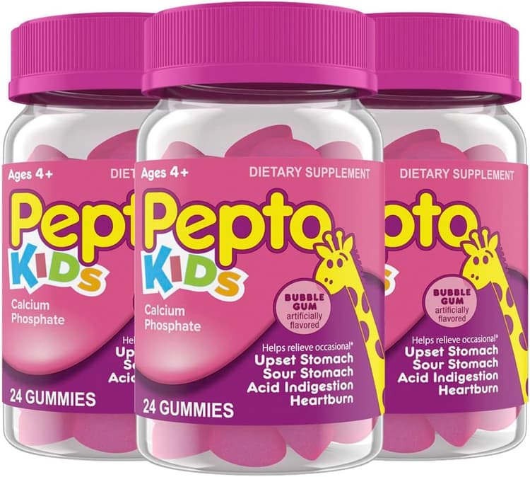 Pepto Kids Calcium Phosphate Bubble Gum Flavored Dietary Supplement, 24 Gummies