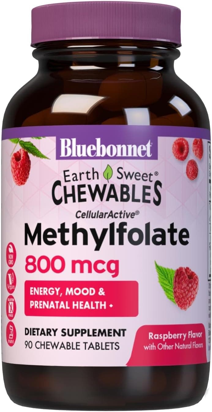 Bluebonnet Raspberry Methylfolate Earth Sweet Chewables