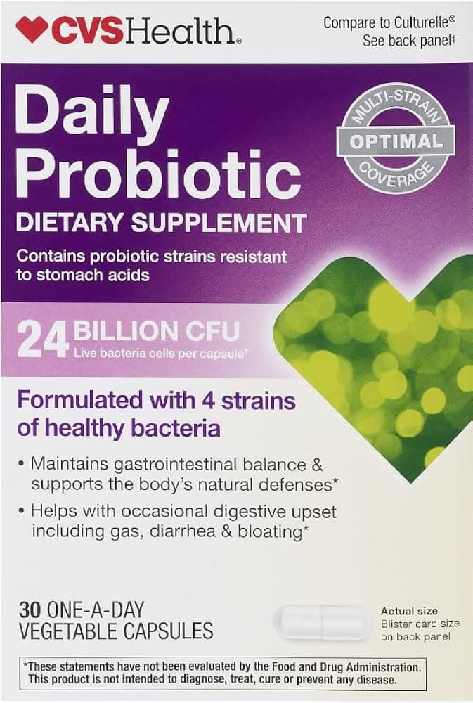 Cvs Health Daily Probiotic 24 Billion Cfu 30 Vegetable Capsules