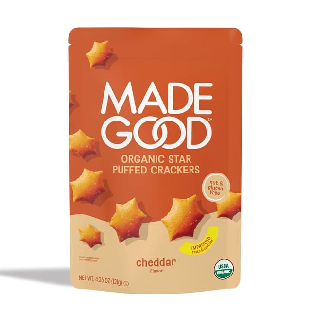 Is it High Fructose Corn Syrup Free? Made Good Organic Star Puffed Crackers Cheddar Flavor Gluten Free