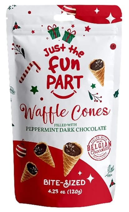 Just The Fun Part Waffle Cones Filled With Peppermint Dark Chocolate