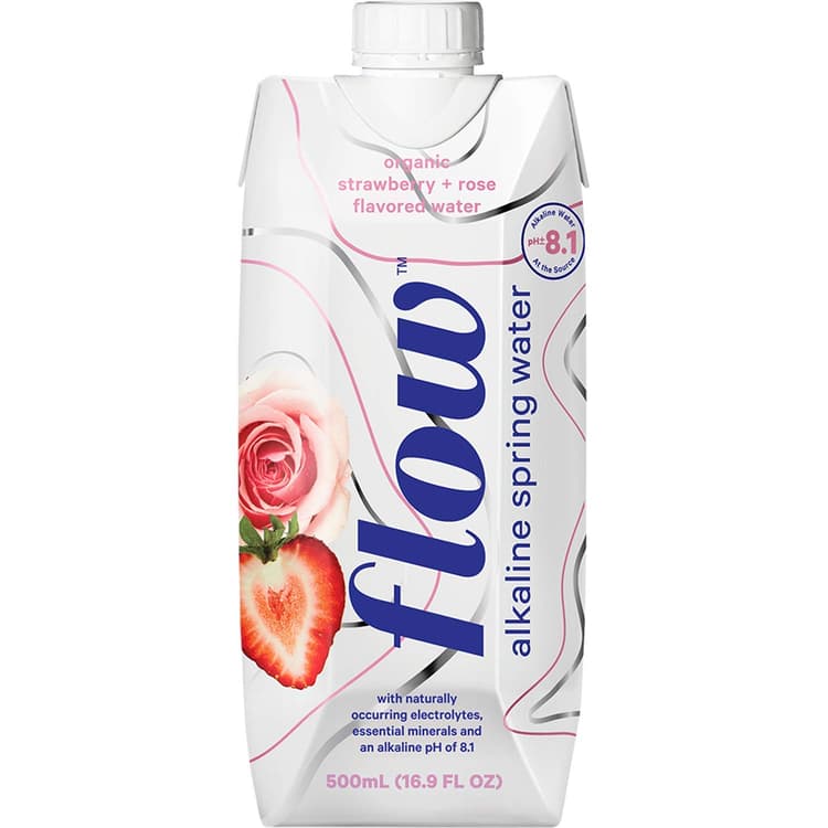 Flow Organic Strawberry + Rose Flavored Alkaline Spring Water