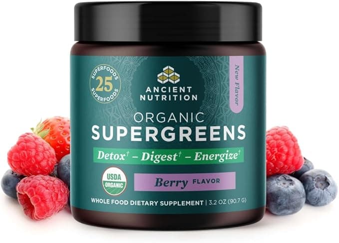 Ancient Nutrition Organic Supergreens Berry Flavor Dietary Supplement