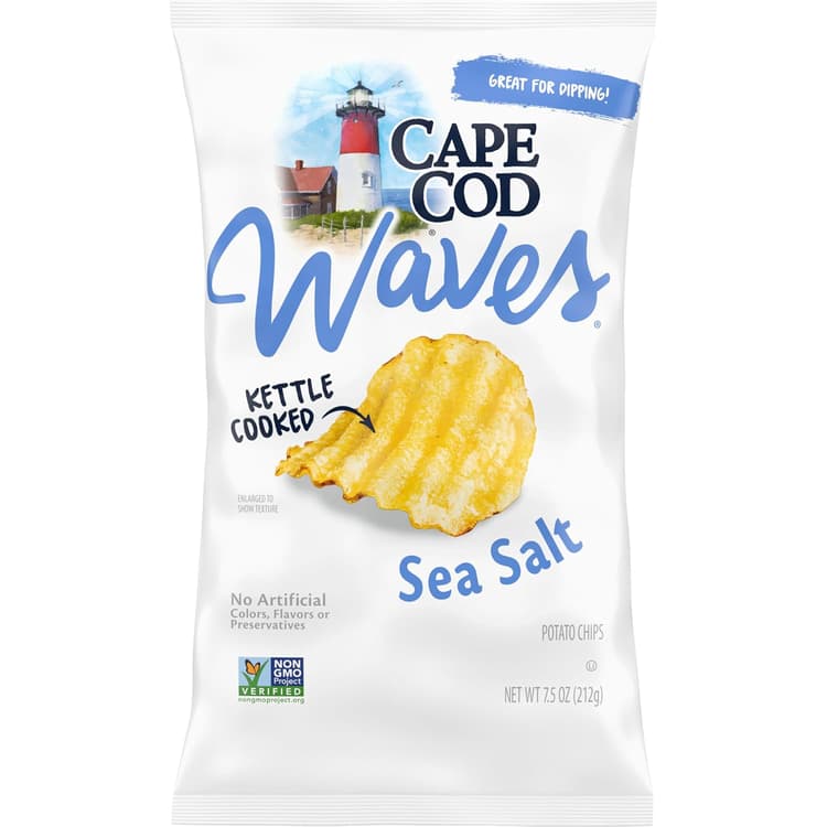 Cape Cod Waves Potato Chips Kettle Cooked Sea Salt Bag