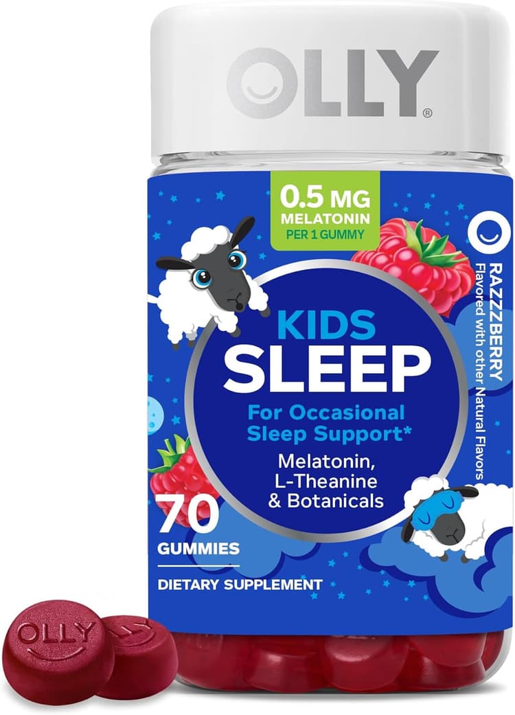 Kids Sleep Melatonin, L-Theanine & Botanicals Razzberry Dietary Supplement, 70 Gummies