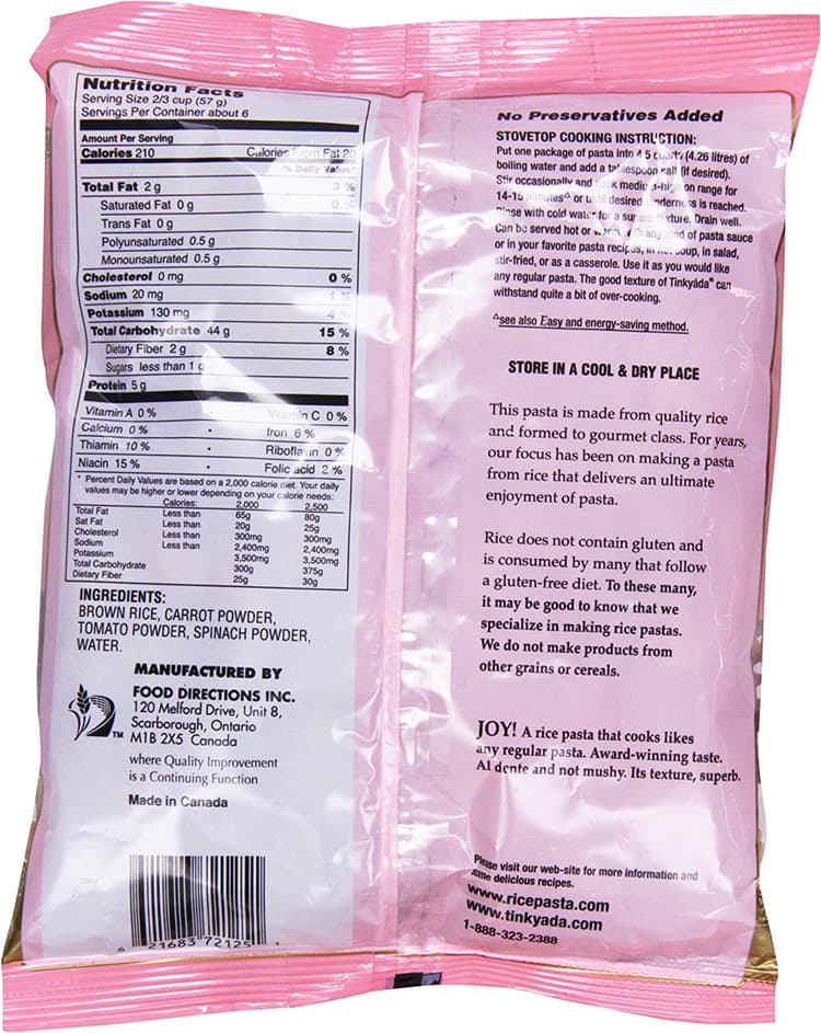 Tinkyada Pasta Joy Ready Brown Rice Pasta Vegetable Spirals Bag
