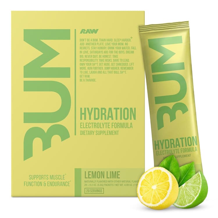 Raw Bum Hydration Electrolyte Formula Lemon Lime Dietary Supplement