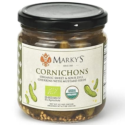 Marky'S Cornichons Organic Sweet & Sour Dill Gherkins With Mustard Seeds