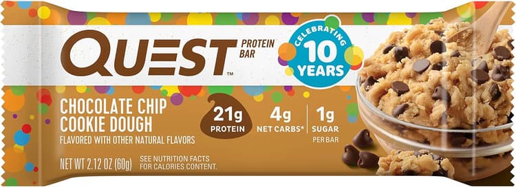 Quest Bar Protein Bar Gluten-free Chocolate Chip Cookie Dough