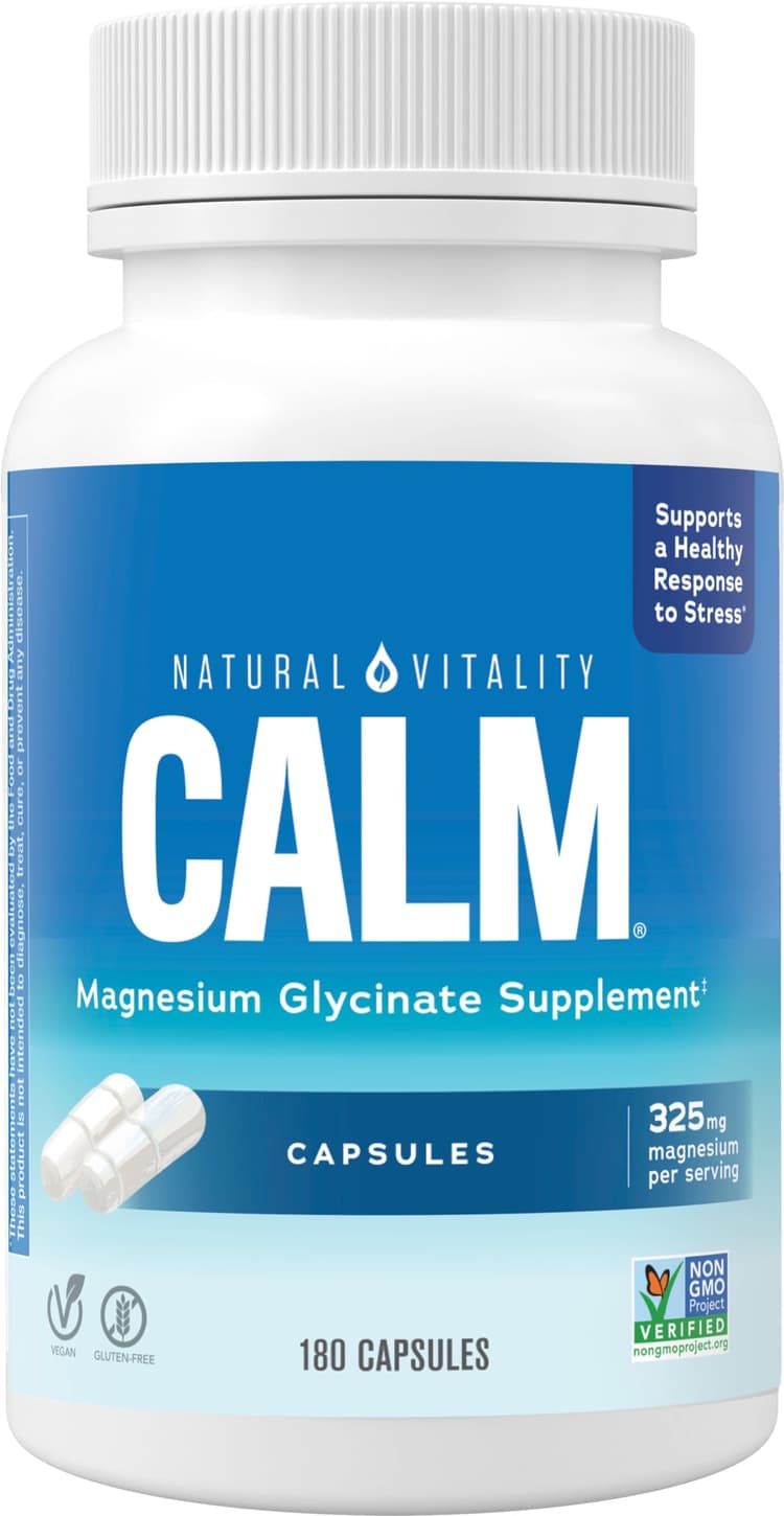 Calm Natural Vitality Magnesium Glycinate Supplement 180 Capsules
