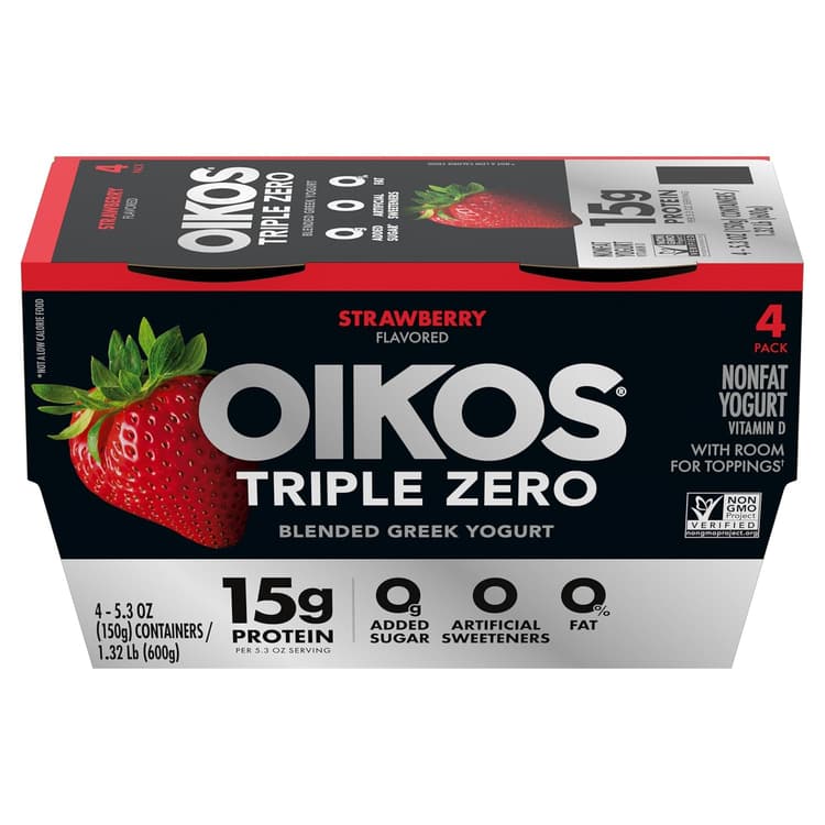 Oikos Triple Zero Strawberry Nonfat Greek Yogurt