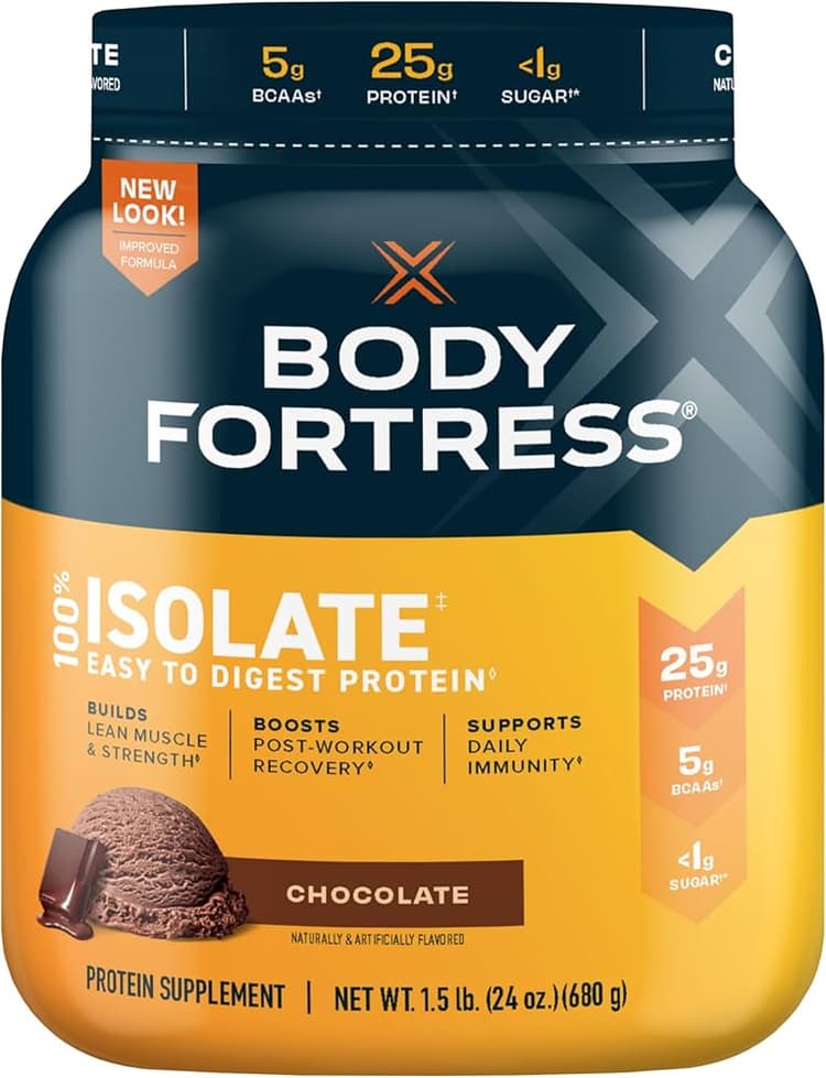 Body Fortress 100% Isolate Easy-To-Digest Protein Powder Chocolate