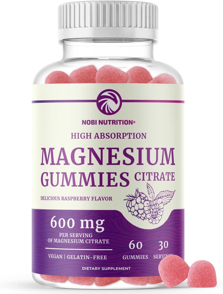 Nobi Nutrition High Absorption Magnesium Citrate Gummies Raspberry Flavor
