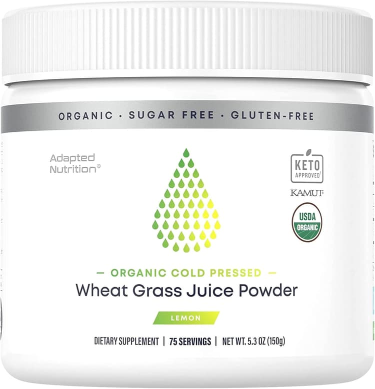 Adapted Nutrition Lemon Flavor Organic Cold Pressed Wheat Grass Juice Powder