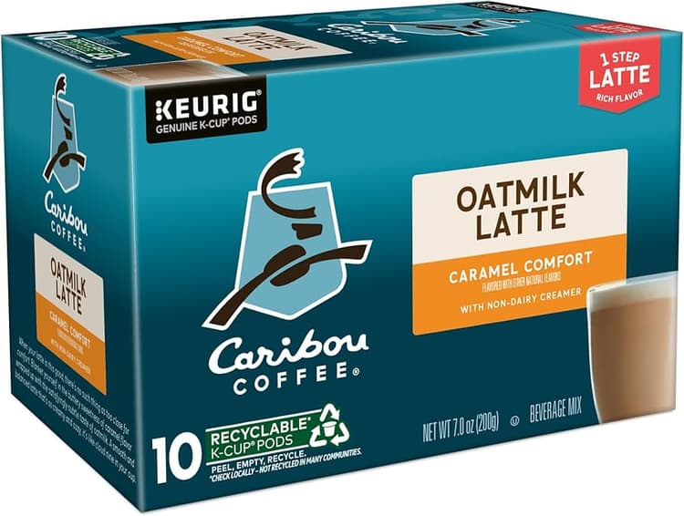 Keurig Caribou Caramel Comfort Oatmilk Latte Beverage Mix With 10 Recyclable K