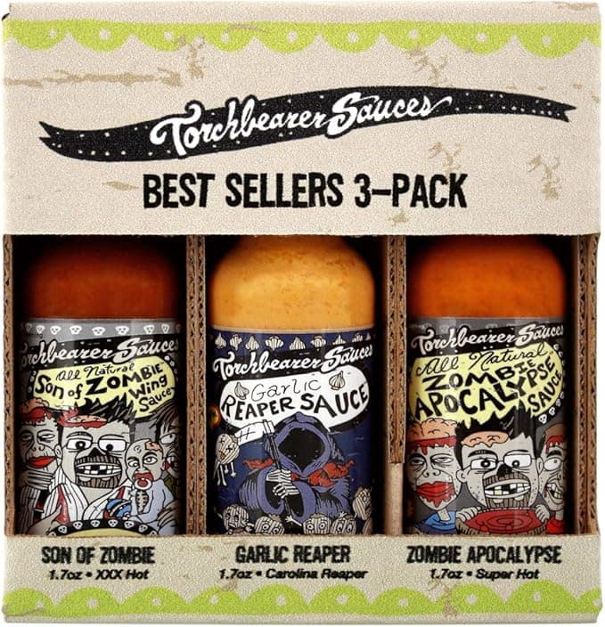 Torchbearer Sauces: Zombie Apocalypse, Garlic Reaper And Son Of Zombie Mini Hot Sauces